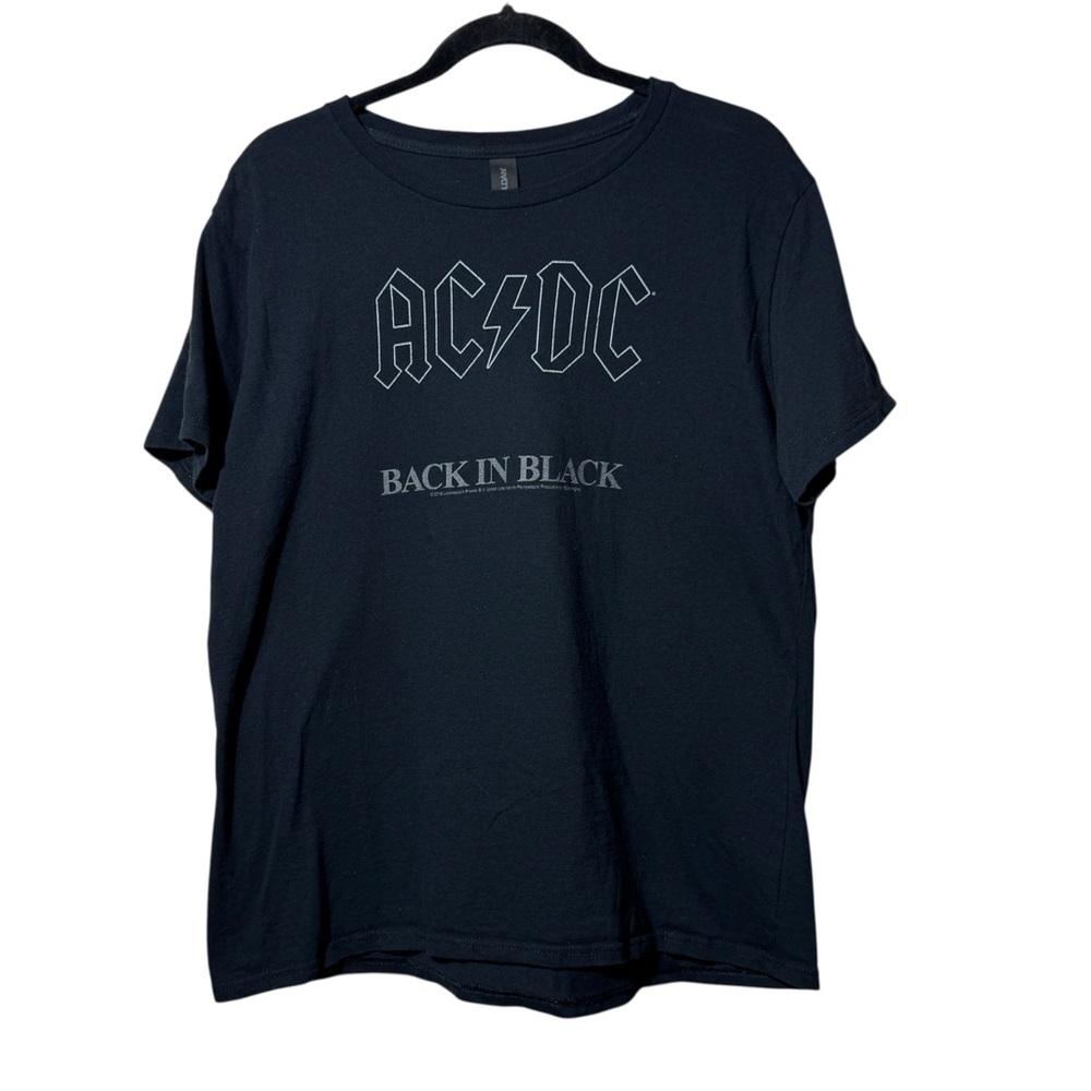 AC/DC Shirt Black Concert XL Metal Back in Black Album Band Casual Graphic